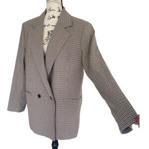 MANGO BLAZER SUIT WRAP CHECK PATTERN CROSSOVER SZ XXL BUTTON CUFFS SOPHISTICATED